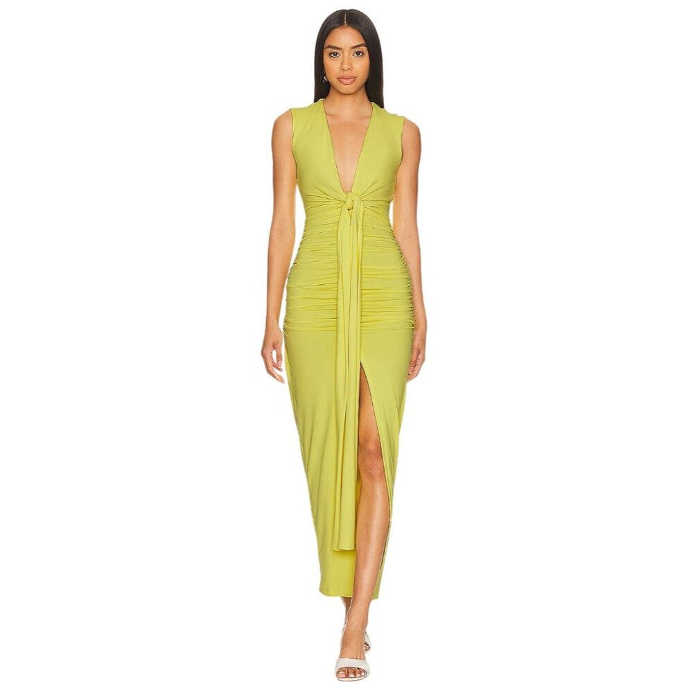Susana Monaco Tie Front Gathered Dress in Glow X-Small New Womens Maxi